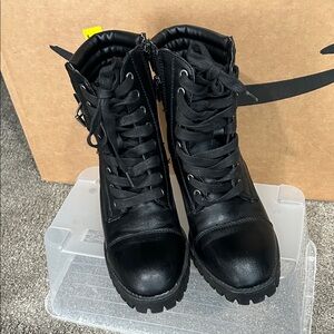 Black Lace-Up Ankle Boots